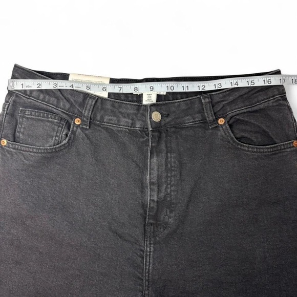 H&M Black Mom Jeans High Waisted Womens Size 14 NWT Denim Tapered Everyday - Picture 5 of 7